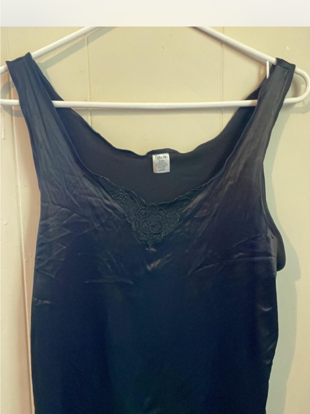 Laura Ashley Black Satin Lace-Trim Camisole